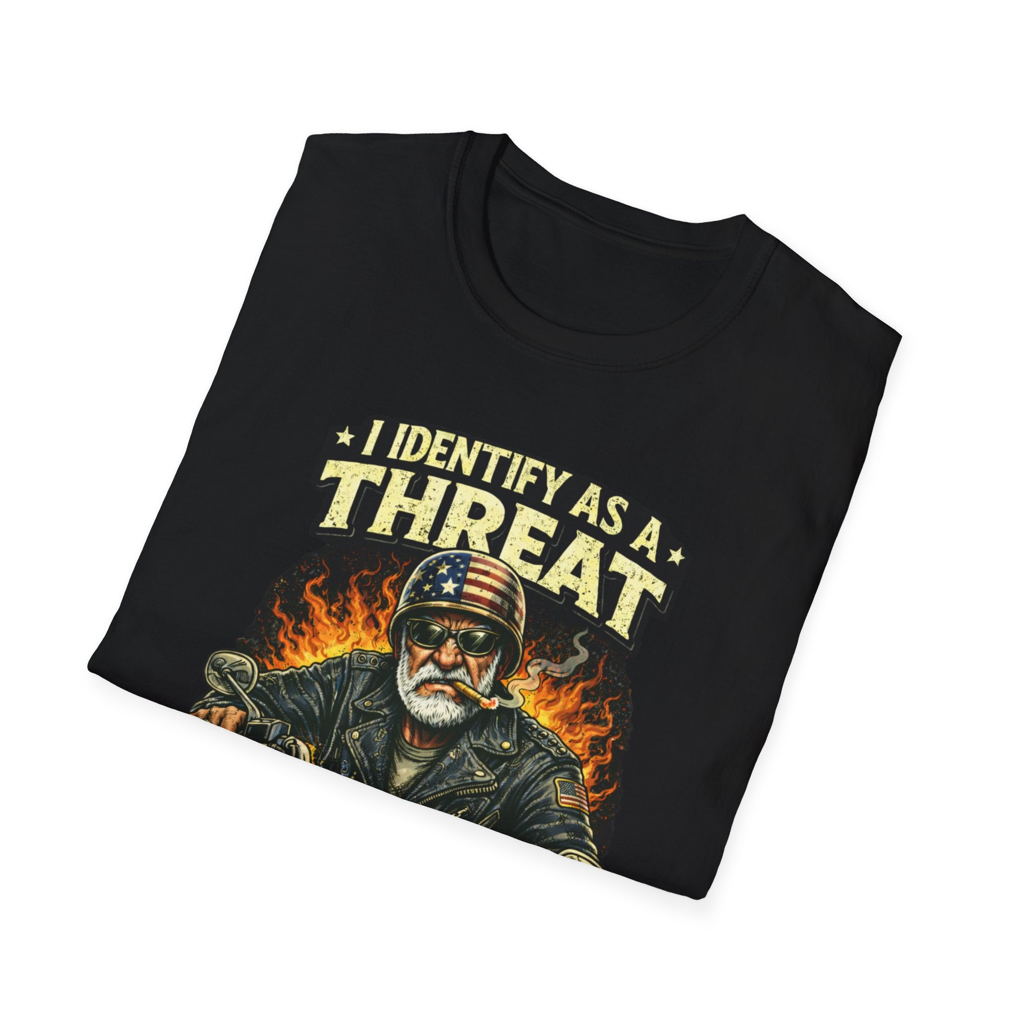 I Identify as a Threat – Try Me Biker Tee
