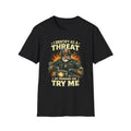 I Identify as a Threat – Try Me Biker Tee