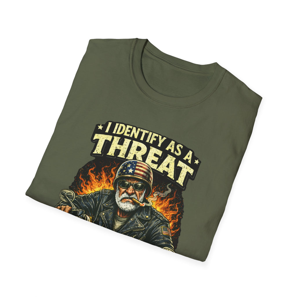 I Identify as a Threat – Try Me Biker Tee